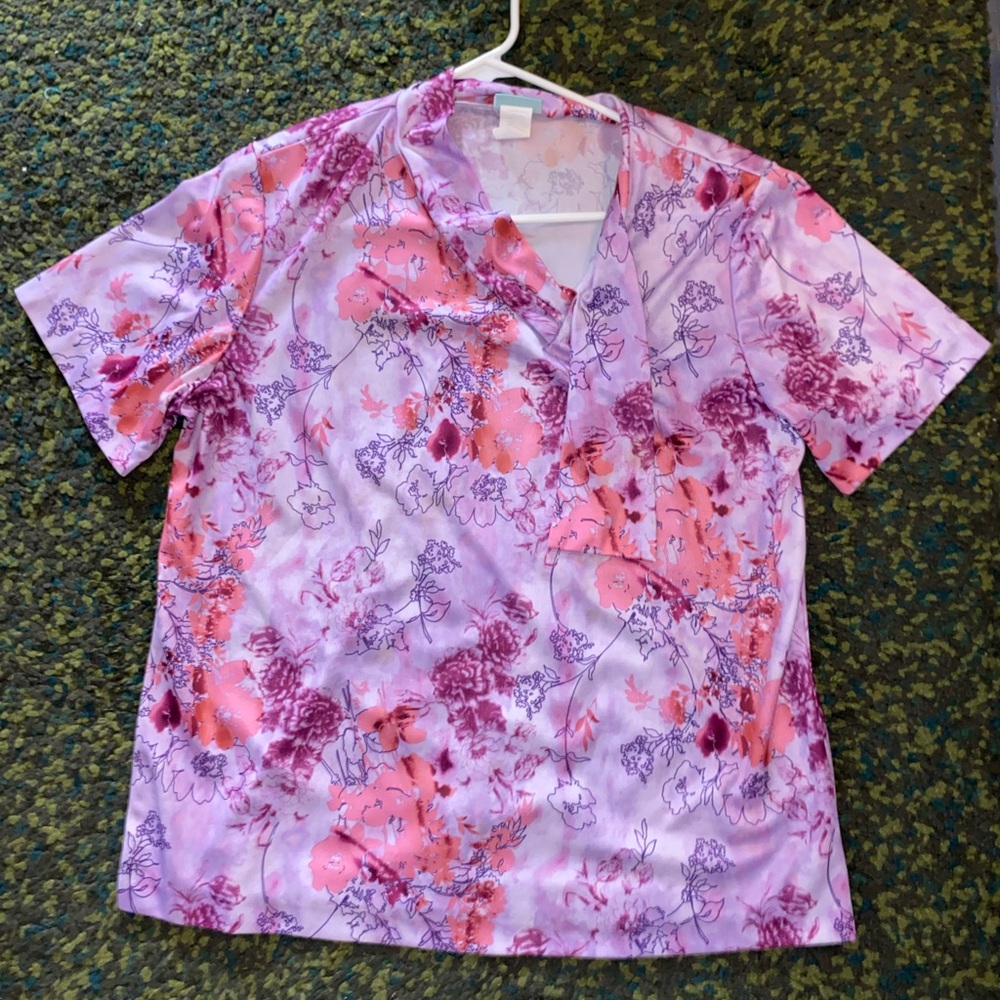 Purple floral blouse